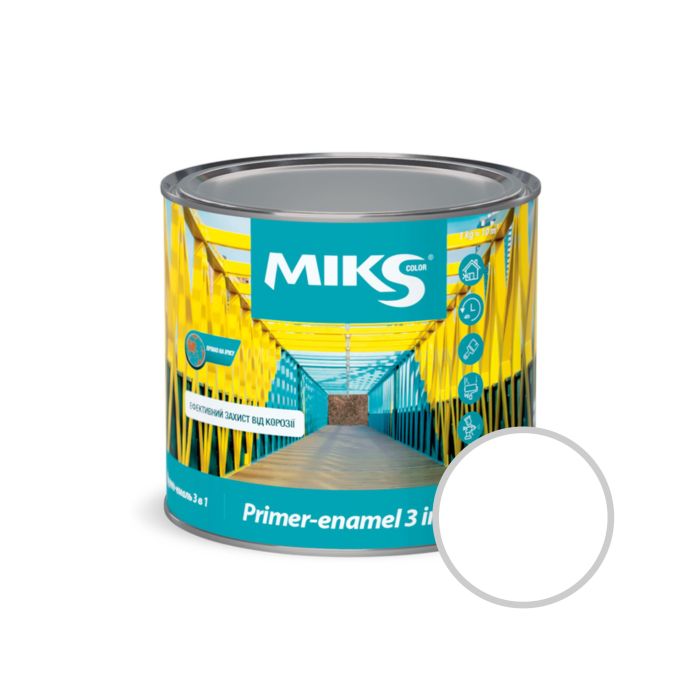 Грунт-емаль 3в1 ТМ "Miks color" біла  2,5кг