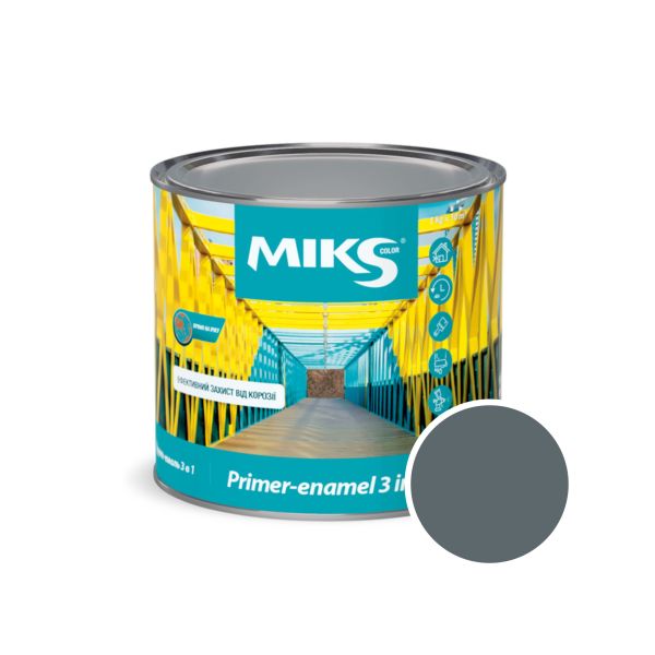 Грунт-емаль 3в1 ТМ "Miks color" графітно-сіра  2,5кг