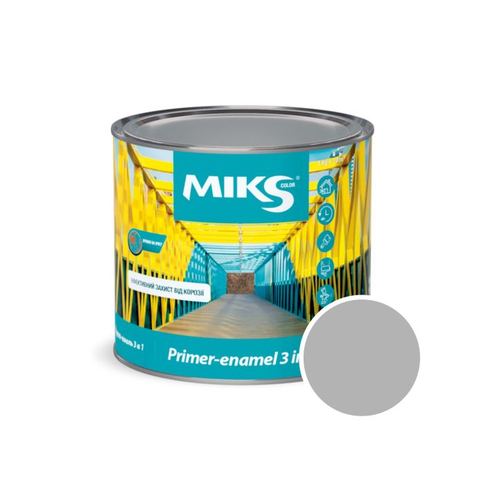 Грунт-емаль 3в1 ТМ "Miks color" сіра  2,5кг