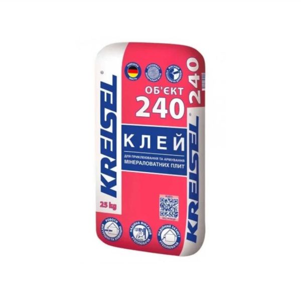 Клей д/утепл_240 Клейова армуюча суміш для теплоізоляц.плит з мін.вати (25 кг)_KREISEL