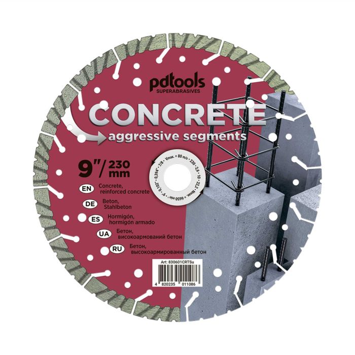 Круг алмазний сегмент PDTools 1A1RSS/C3 230*2,6*10*22,2 Concrete арт.830600CRTu