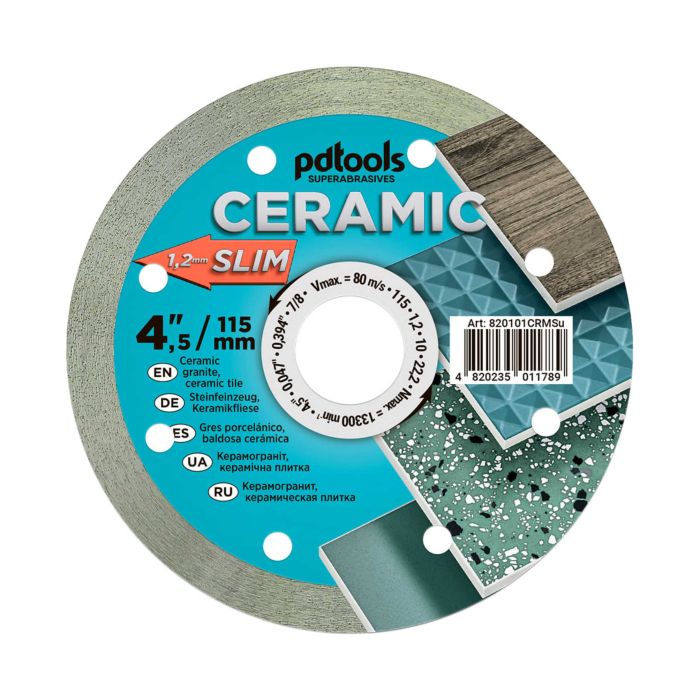 Круг алмазний PDTools 1A1R 125*1,2*10*22,2 Ceramics Slim арт.820203CRMSu