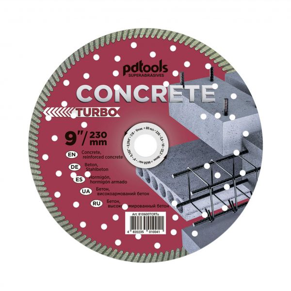Круг алмазний PDTools 1A1R 230*2,6*10*22,2 Turbo Concrete арт.810600TCRTu