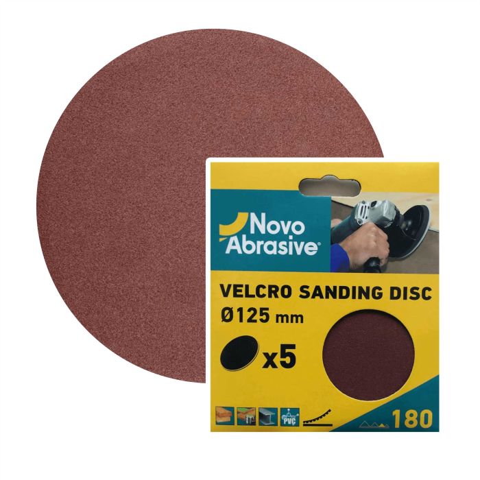 Круг самозачепний шліфувальний NovoAbrasive 125мм Р180 (5шт/уп)