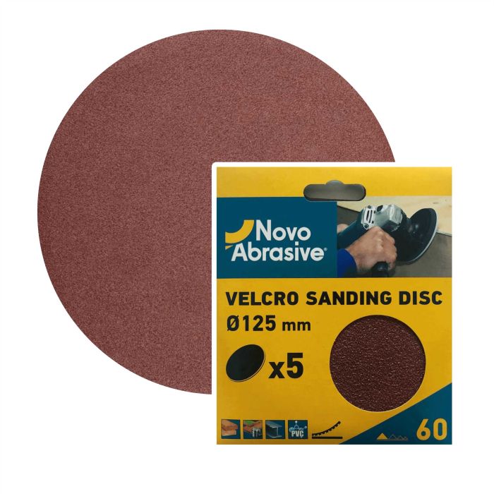 Круг самозачепний шліфувальний NovoAbrasive 125мм Р60 (5шт/уп)