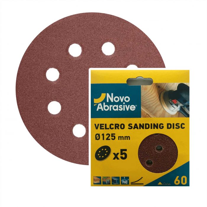 Круг самозачепний шліфувальний NovoAbrasive 125мм Р60_8 отв. (5шт/уп)