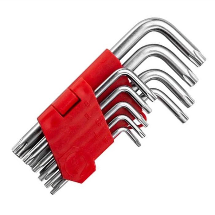 Набір Г-подібних ключів T10-T50 TORX 9шт.(10-15-20-25-27-30-40-45-50) CrV