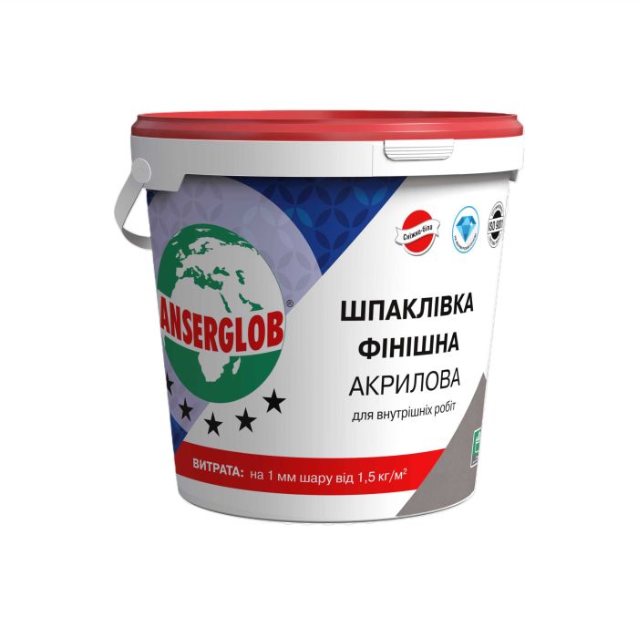 Шпаклівка фінішна акрилова для внутрішніх робіт ANSERGLOB, 1,5кг