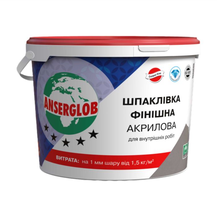 Шпаклівка фінішна акрилова для внутрішніх робіт ANSERGLOB, 17кг