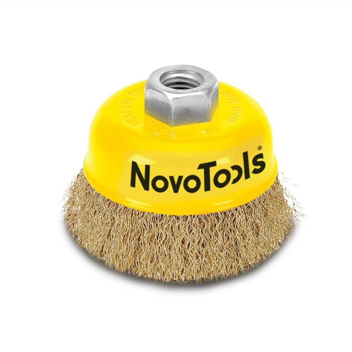 Щітка торцева NovoTools, гофр. латунь,  85мм