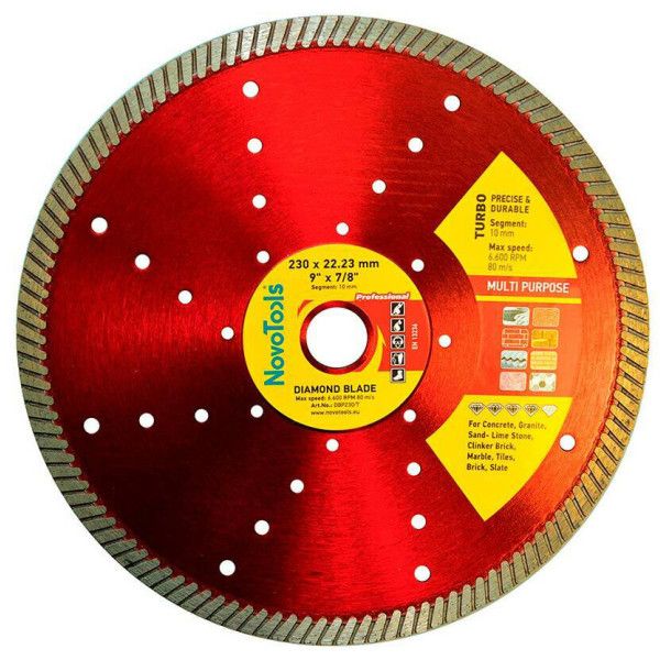 Алмазний круг  NovoTools  Professional 230 мм*10 мм*22,23 мм Турбо