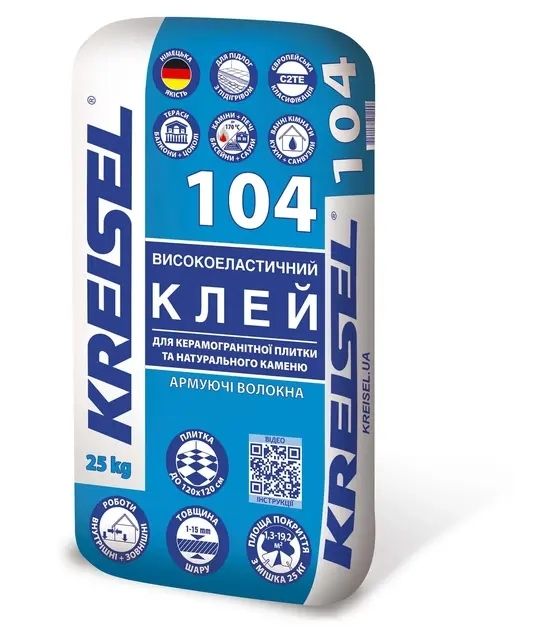 Клей д/плитки_104 Високоеластичний (25 кг)_KREISEL