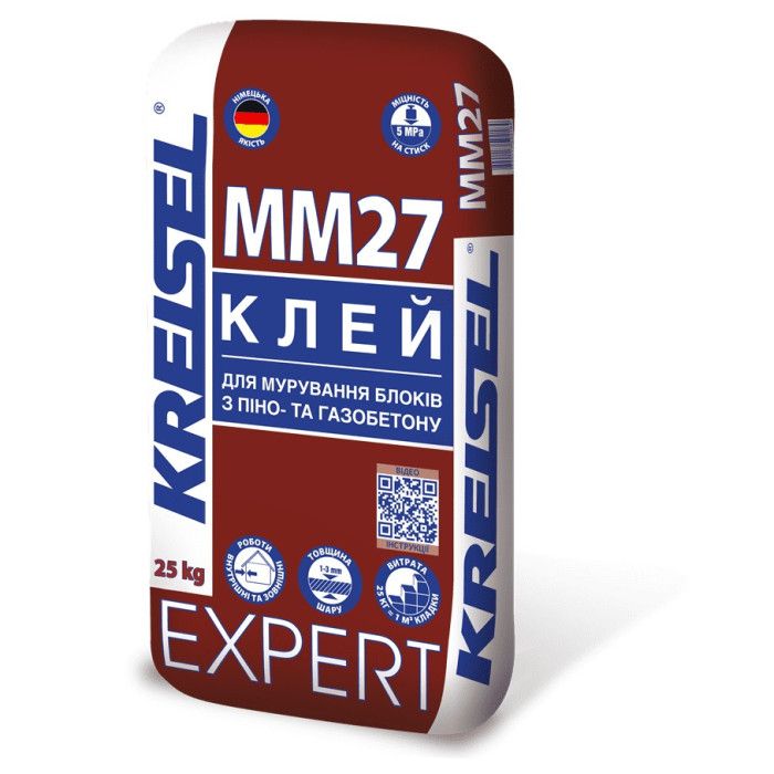 Мурувальна суміш_MM27 для блоків з піно- та газобетону (25 кг)_EXPERT