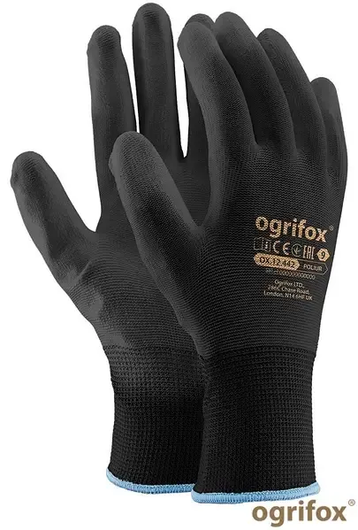 Рукавиці захисні OGRIFOX чорні поліуретан 10" арт.ОХ.12.442