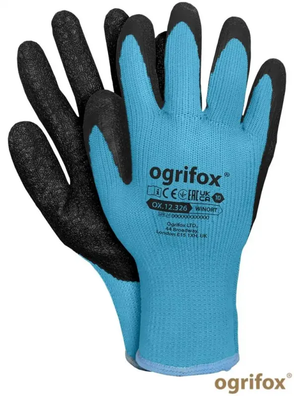 Рукавиці захисні OGRIFOX сині з ПВХ крапками 10