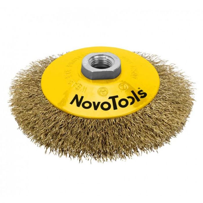 Щітка конусна NovoTools, гофр. латунь, 100мм